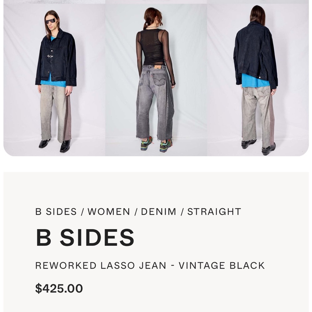 B Sides reworked lasso jeans black size 27